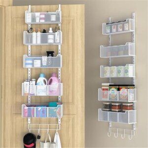 Over The Door Organizer Metal Hanging Pantry Storage 5 Basket Hooks